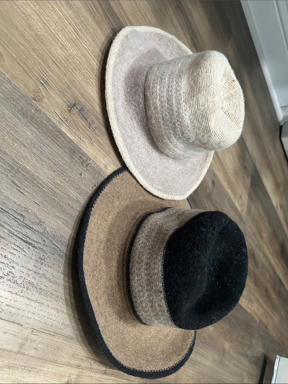 BCBGMaxAzria Two-Tone Wool Felt Brim Hat - Black and Beige